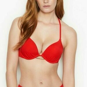 Victoria’s Secret 38C Bombshell add 2 cups pushup swim bikini top in red